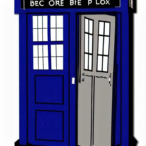 Prompt: doctor who inspired tardis that looks like a elevator