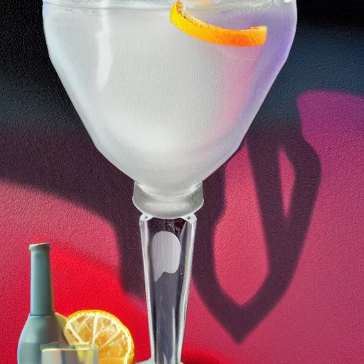 Image similar to close - up of white reneissance head holding a coctail, colorful coctail, digital painting, 3 d render, above the waist