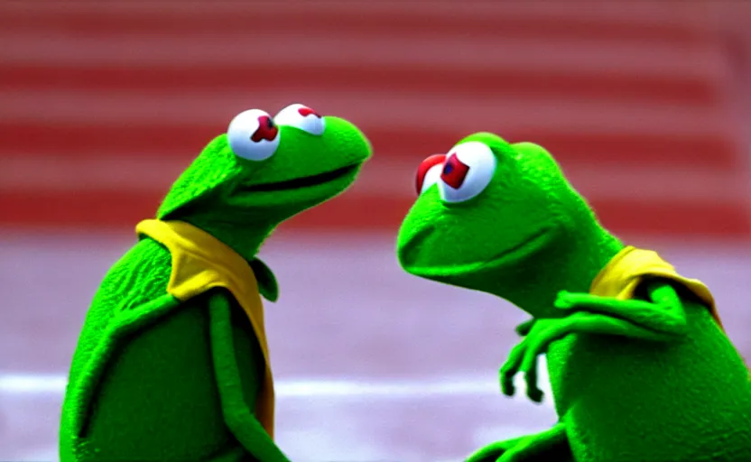 Prompt: the movie rocky except it's kermit the frog