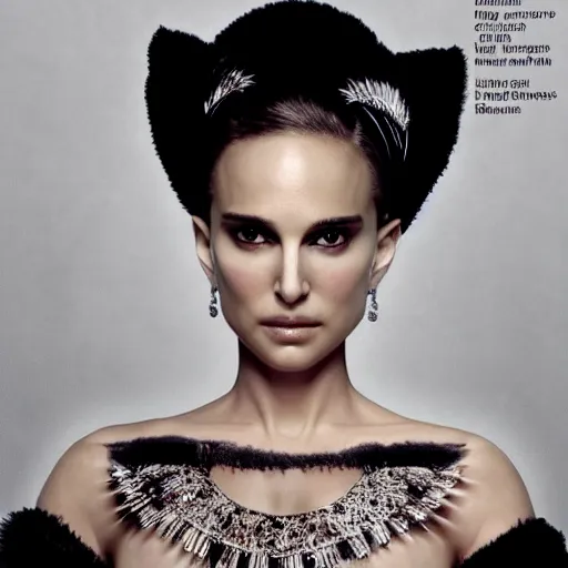 Prompt: black swan 2, promotional poster, highly detailed shot of natalie portman, as seen on the cover of vogue