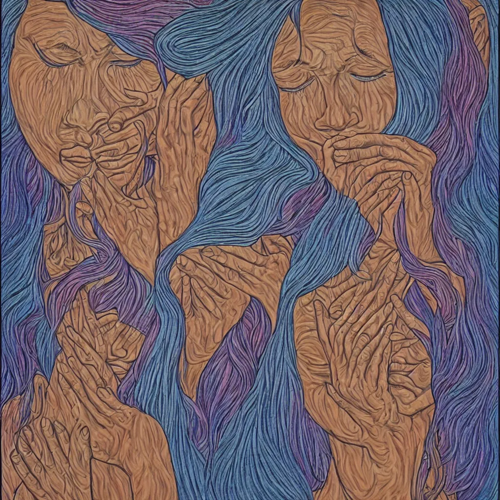 Image similar to women crying, alex grey