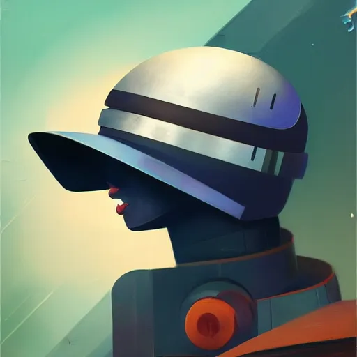 Image similar to a half robot cat wearing a hat medium shot, asymmetrical, profile picture, organic painting, nebula, matte painting, bold shapes, hard edges, street art, trending on artstation, by huang guangjian and gil elvgren and sachin teng