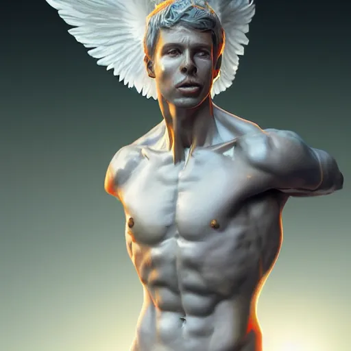 Prompt: michael mcintrye as the angel michael, anatomy, bathed in light, highly detailed, photorealistic, artstation, smooth, sharp focus, illustration, unreal engine 5, 8 k, art by artgerm and greg rutkowski and edgar maxence