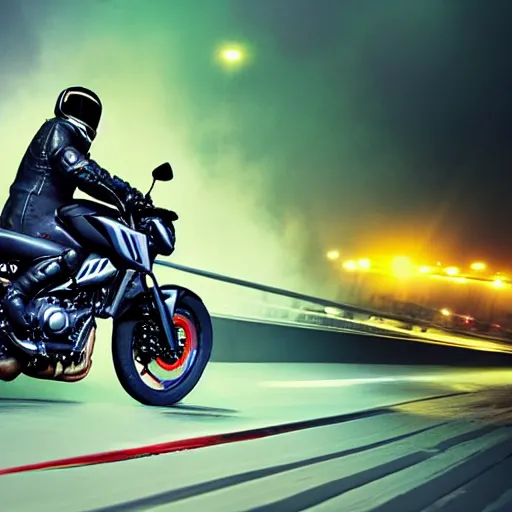 Image similar to yamaha mt07 motorcycle, blade runner style, 3d