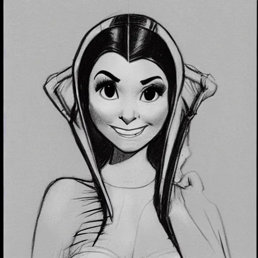 Prompt: milt kahl pencil sketch of victoria justice as princess leia