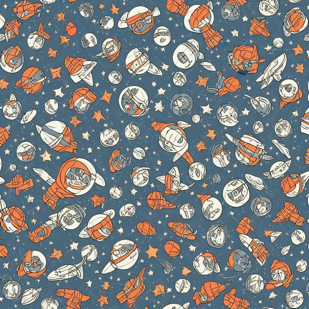 Image similar to cosmonaut retro pattern seamless texture