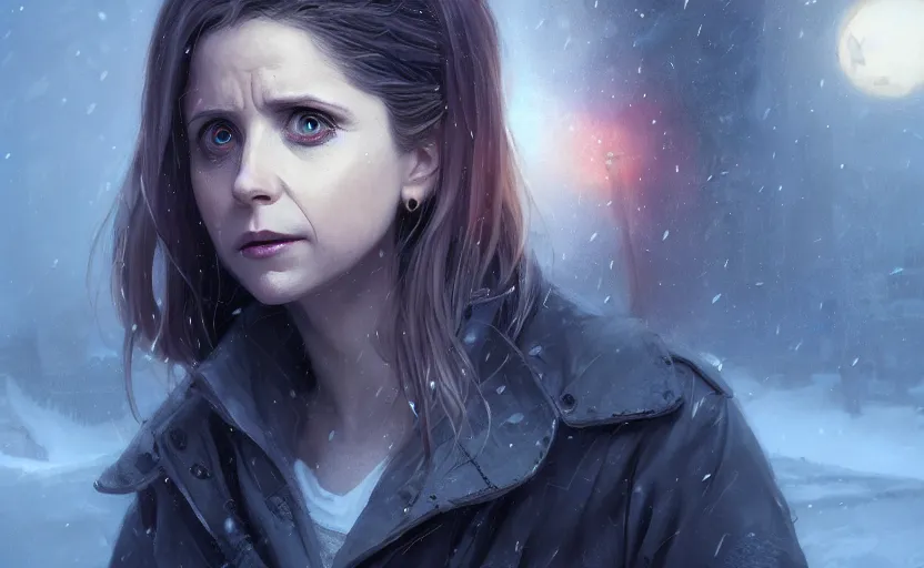 Image similar to highly detailed portrait of buffy the vampire slayer, in 3 0 days of night, stephen bliss, unreal engine, fantasy art by greg rutkowski, loish, rhads, ferdinand knab, makoto shinkai and lois van baarle, ilya kuvshinov, rossdraws, tom bagshaw, global illumination, radiant light, detailed and intricate environment