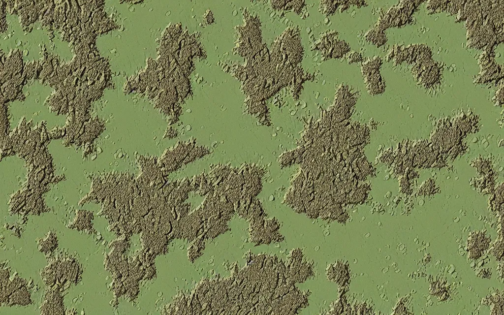 Image similar to a topographical map of a new strange new earth like world, fractal terrain very detailed with lakes, forests, mountains, deserts and other terrain types