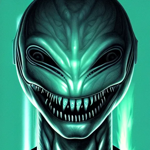 Image similar to alien poster art by kim jung giu