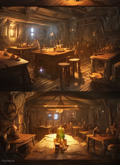 Image similar to tavern, ultra detailed fantasy, elden ring, realistic, dnd, rpg, lotr game design fanart by concept art, behance hd, artstation, deviantart, global illumination radiating a glowing aura global illumination ray tracing hdr render in unreal engine 5