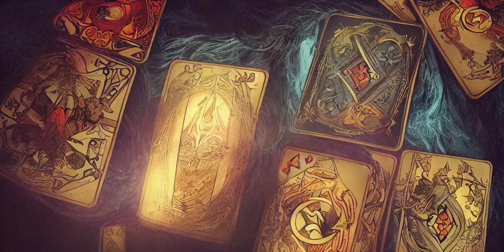 Prompt: wizard shuffling cards, tarot cards, fantasy, digital art, soft lighting, concept art, 8 k