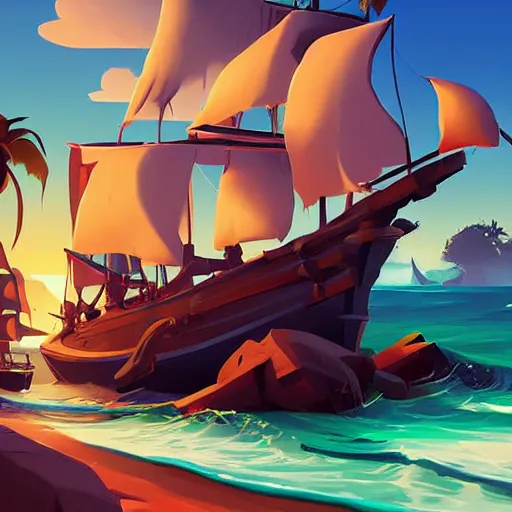 Image similar to painting treasure on sea of thieves game smooth median photoshop filter cutout vector, behance hd by jesper ejsing, by rhads, makoto shinkai and lois van baarle, ilya kuvshinov, rossdraws global illumination