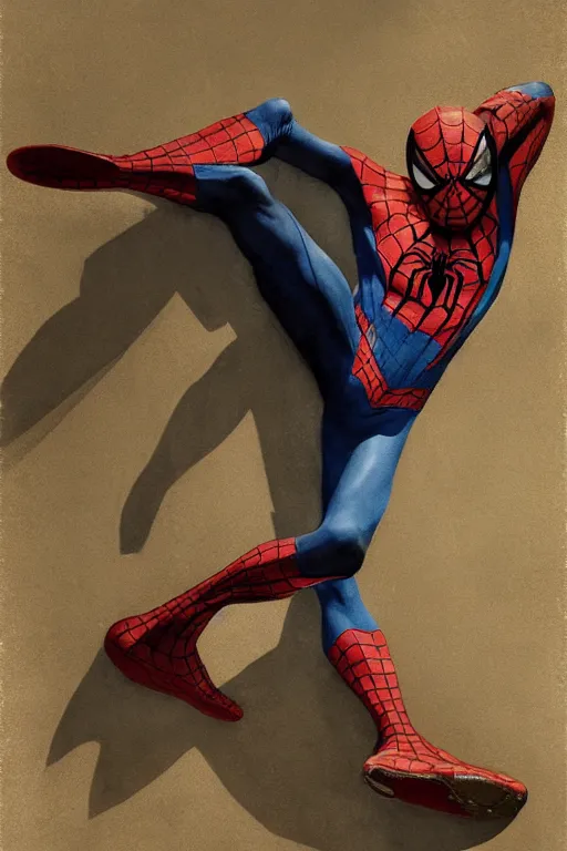 Image similar to spiderman sneakers, decorative ornaments, by carl spitzweg, ismail inceoglu, vdragan bibin, hans thoma, greg rutkowski, alexandros pyromallis, perfect face, sharply focused, sharply detailed, centered, rule of thirds, realistic shading