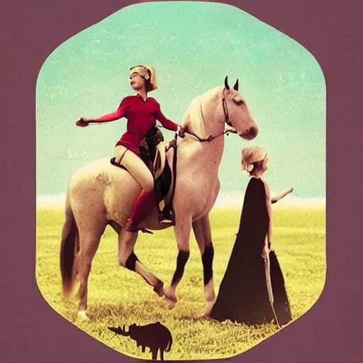 Image similar to woman on horse collage by jesse treece