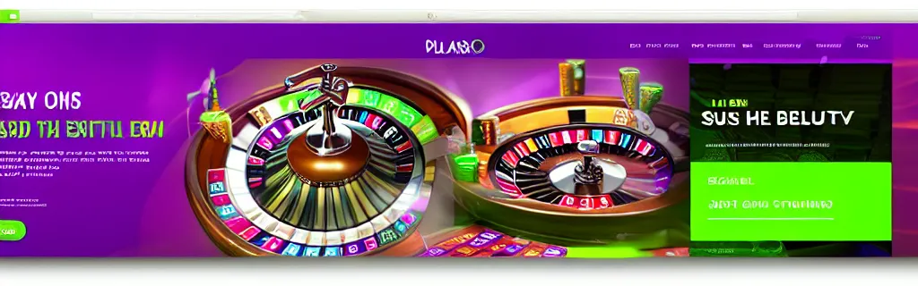 Image similar to ultra realistic purple and green slots casino website, material design