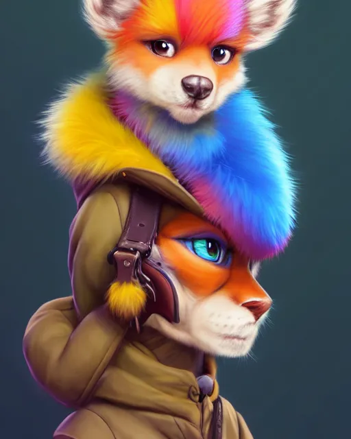 Image similar to character concept art of a cute young colorful male anthropomorphic furry | | cute - fine - face, pretty face, key visual, realistic shaded perfect face, fine details by stanley artgerm lau, wlop, rossdraws, james jean, andrei riabovitchev, marc simonetti, and sakimichan, trending on artstation