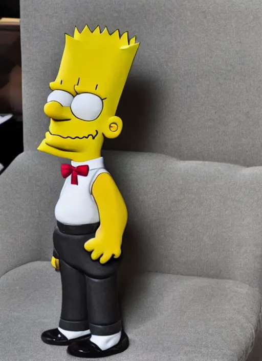 Prompt: bart simpson in business suit, is antique statue.