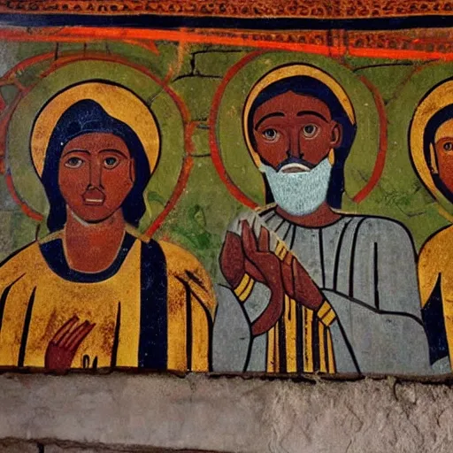 Image similar to ancient Ethiopian church wall painting