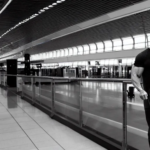 Prompt: arnold schwarzenegger working at the airport, 4 k, hyper realistic, dslr, high resolution, landscape, beautiful