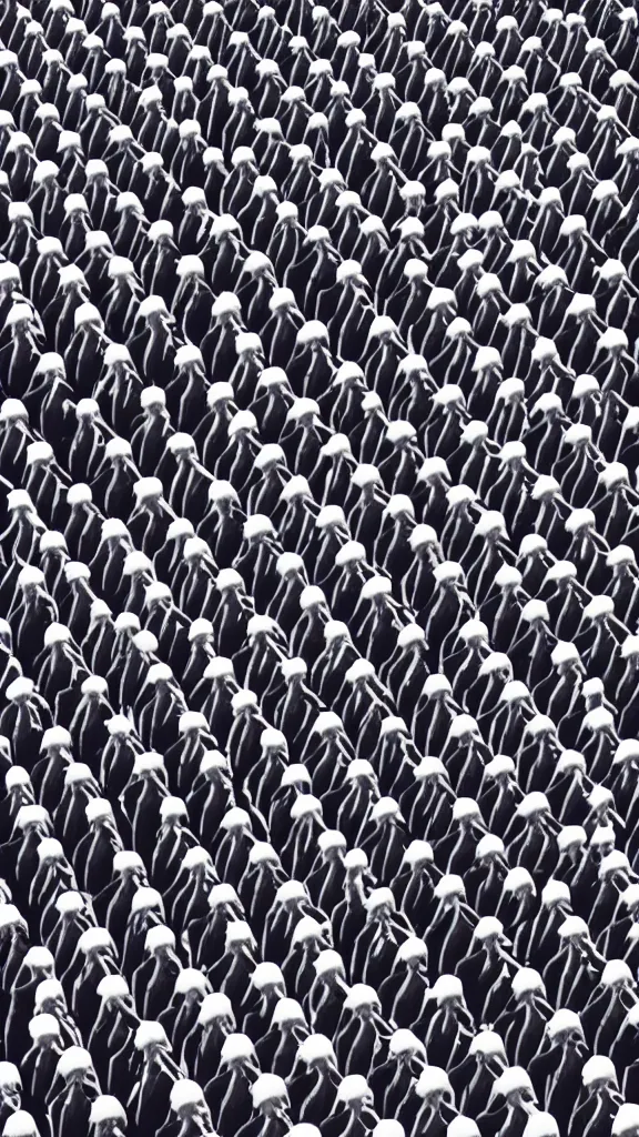 Prompt: army of 1000s of Obama bodybuilders marching in uniform like stormtrooper by Beeple, 4K