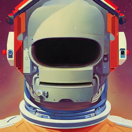 Prompt: Astronaut portrait half face robot,highly detailed, very coherent, painted by Francis Bacon and Edward Hopper, Wayne Barlowe, painted by James Gilleard, surrealism, airbrush, art by JamesJean