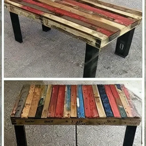 Prompt: a table made out of wood pallet