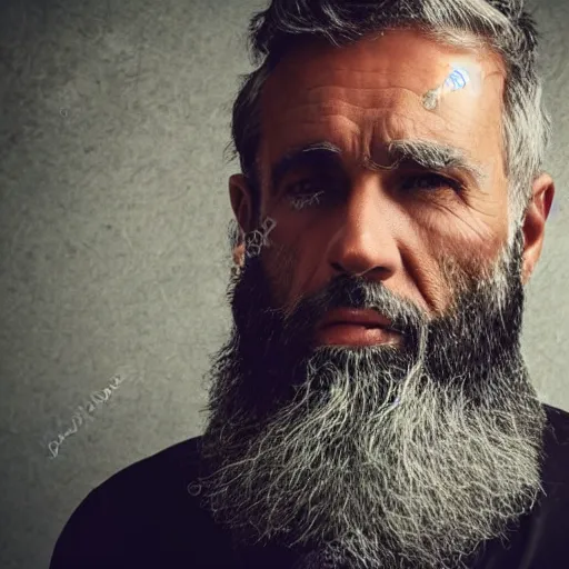 Prompt: rugged gray bearded man