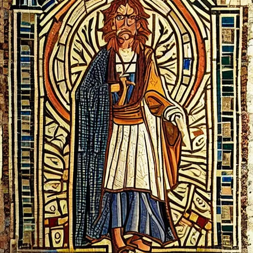 Image similar to harry potter in a ancient greek mosaic