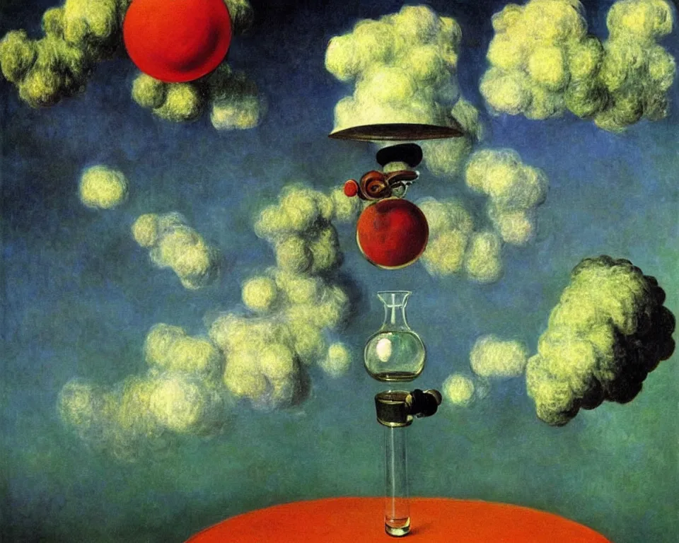 Image similar to achingly beautiful painting of a gravity bong for smoking weed by rene magritte, monet, and turner. whimsical.