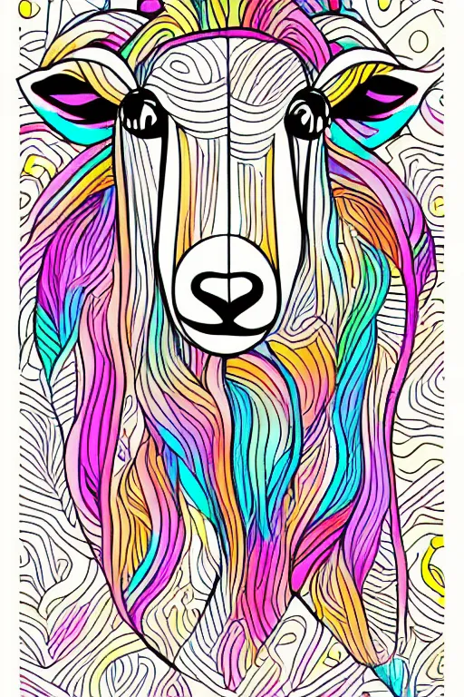 Prompt: minimalist boho style art of a small colorful sheep, illustration, vector art