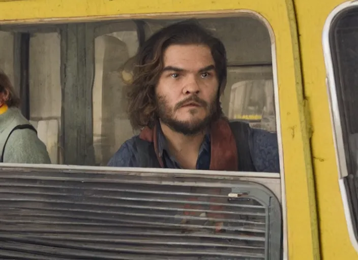 Image similar to First image from Wes Anderson's new film Transit, starring Emile Hirsch. Cinematography by Robert Yeoman, shot on Kodak Vision 200T. 8k print.