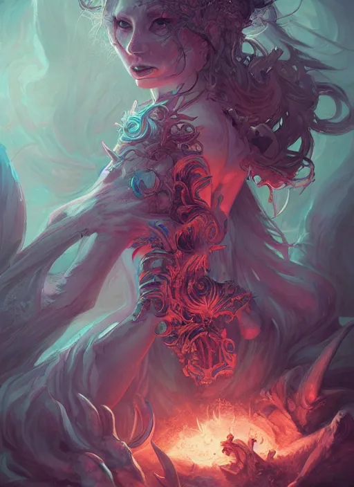 Image similar to fineart illustration of the necromancer, illustrsted by ross tran, hyper detailed, fantasy surrealism, crisp