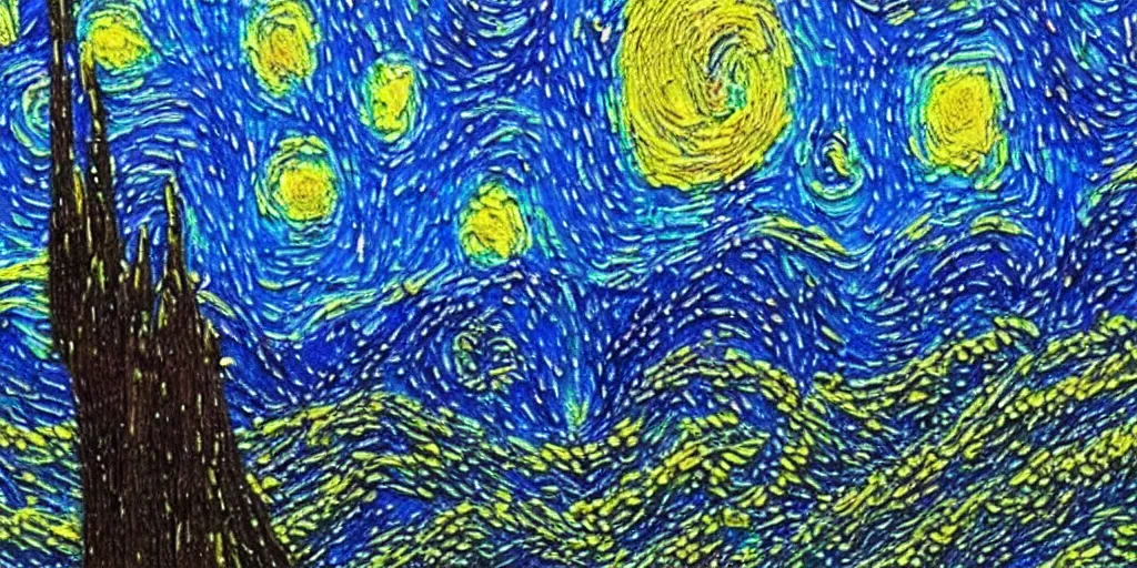 Prompt: artwork made using pills to look like Van Gogh starry night