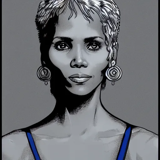 Image similar to “ halle berry retro minimalist portrait by jean giraud, moebius, sharp, smooth face, comic, 8 k ”