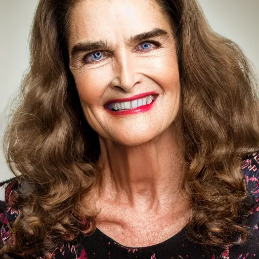 Image similar to old brooke shields actress at age 9 0 years old, color ( sony a 7 r iv, symmetric balance, polarizing filter, photolab, lightroom, 4 k, dolby vision, photography award ), vogue, perfect face