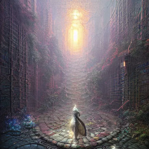 Image similar to hedgehog opalescent walkway quantum digital art matte painting hyper realism sharp focus intricate details by tomasz alen kopera, victo ngai, greg rutkowski, tim white, beksinski, artgerm, paul lehr, andreas rocha