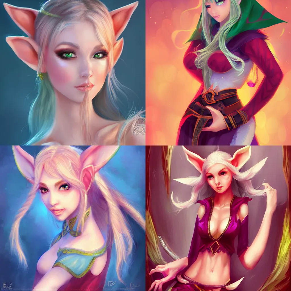 Prompt: beautiful elf by sakimi chan, vibrant, artstation