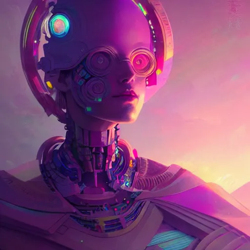 Image similar to a cybernetic temple, vaporwave aesthetic, colorful, psychedelic, digital painting, artstation, concept art, smooth, sharp focus, illustration, art by artgerm and greg rutkowski and alphonse mucha