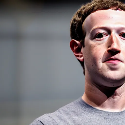 Prompt: extremely zoomed-in photo of sad Mark Zuckerberg's face