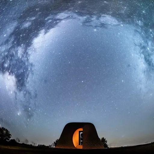 Image similar to a hexagonal portal in the dark night sky, realistic photography