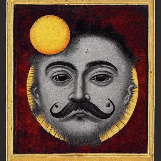 Image similar to ancient portrait of the sun with mustache