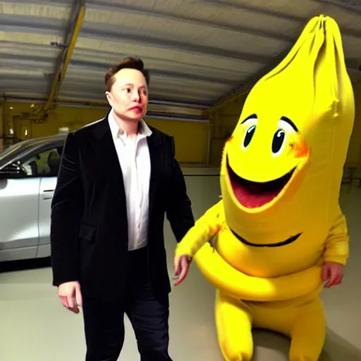 Image similar to elon musk in a banana suit