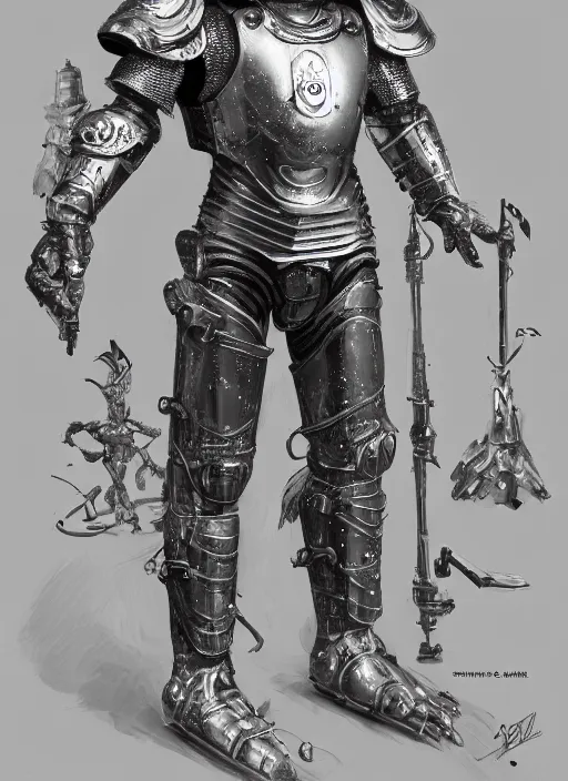 Image similar to powerful male tin man, christian bale as tinman, full body character concept, covered in full metal armor, plating, art nouveau, super powers, fantasy, intricate, elegant, highly detailed, digital painting, artstation, concept art, shining, sharp focus, illustration, art by stanley lau