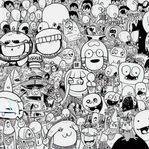 Image similar to Extremely detailed manga drawing of the cartoon Adventure Time