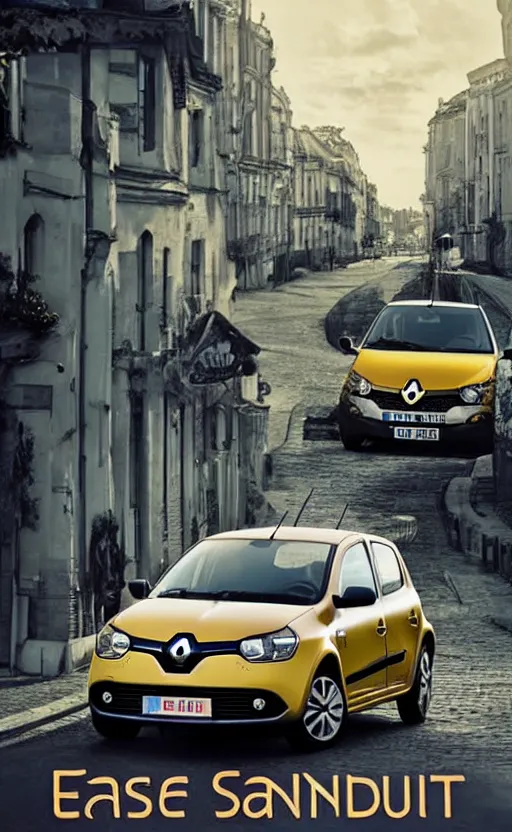 Image similar to Renault sandero in east European city. Film poster. Epic cinematic