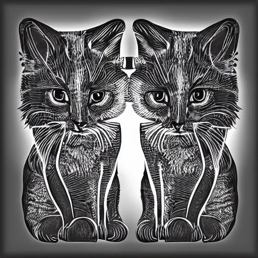 Image similar to black and white illustration creative design, two headed cat