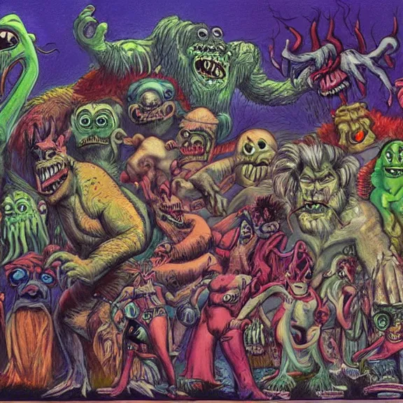 Image similar to monsters drawn by ralph bakshi