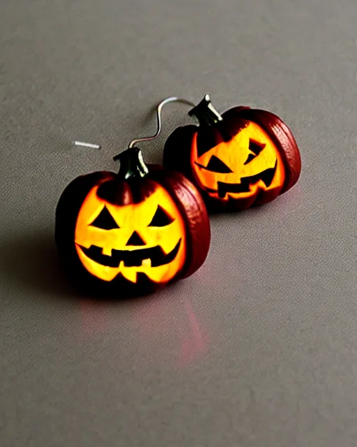 Image similar to spooky jack'o'lantern, 2 d lasercut earrings,