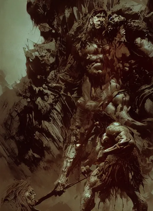 Image similar to conan the barbarian, intricate, elegant, highly detailed, vivid colors, john park, frazetta, sparth, ruan jia, jeffrey catherine jones