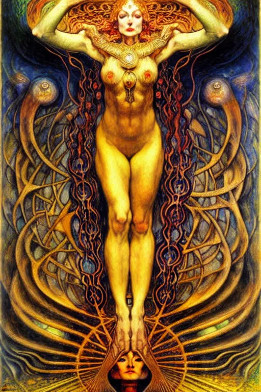 Image similar to Divine Chaos Engine by Karol Bak, Jean Delville, William Blake, Gustav Klimt, and Vincent Van Gogh, symbolist, visionary